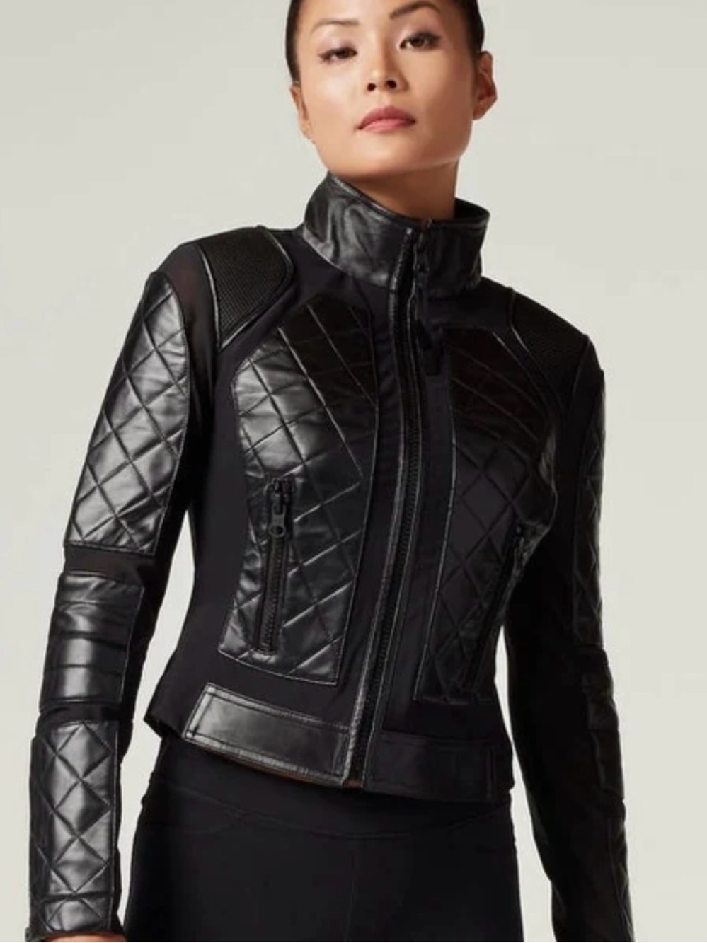 Blanc Nior Black Quilted Genuine Lambskin-Leather Women's Jacket - Zip Front